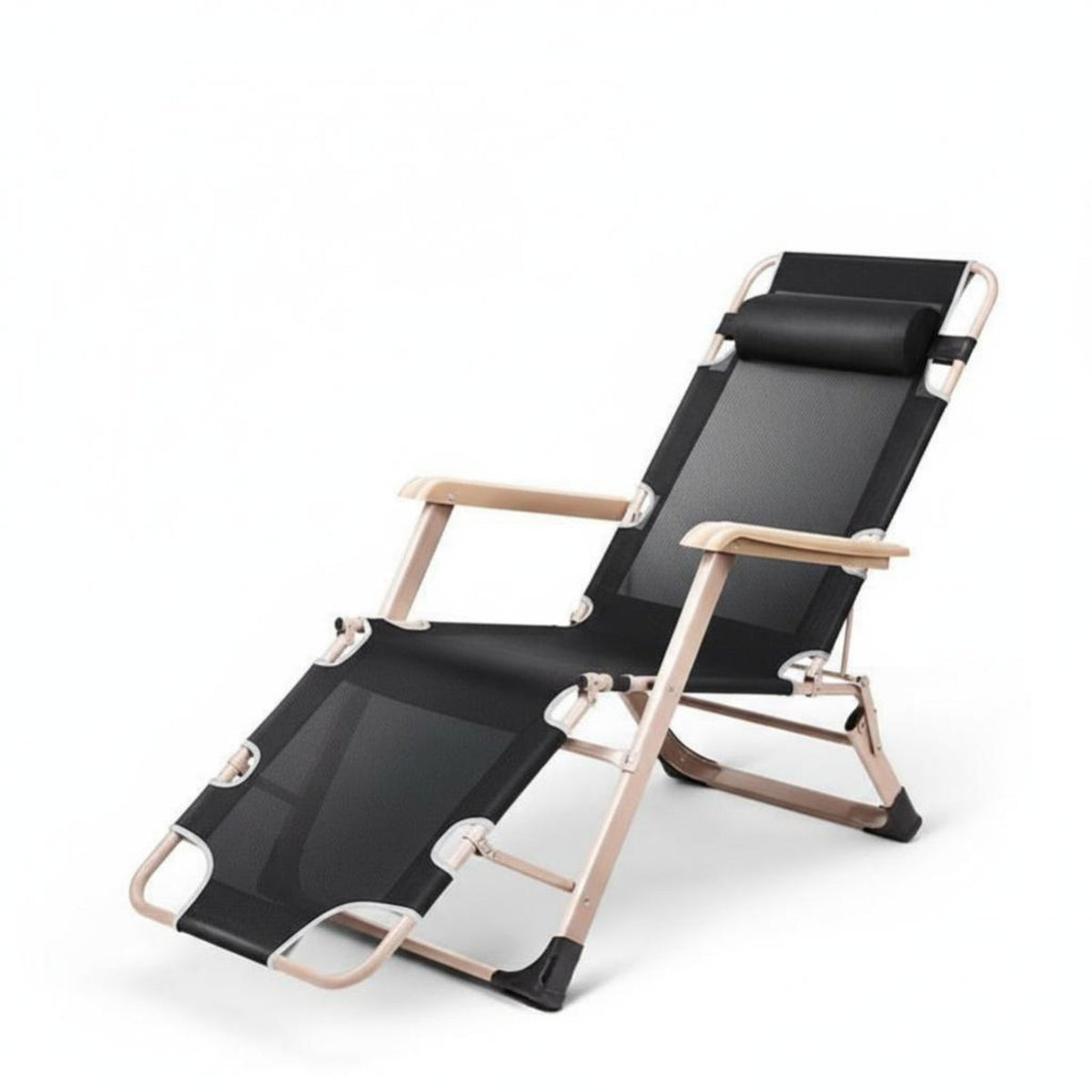 Foldable Chaise Lounge Space-Saving Adjustable Folding Cot Lay-Flat Capability