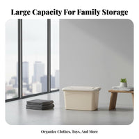Plastic Storage Box, Organizer Bin with Handle, Large Capacity, Clothes, Toys, Bedroom, Modern Minimalist, Covered, Random Color
