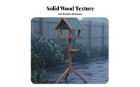Wooden birds Feeder Table Solid Wood Freestanding birds Weather Resistant Garden Decor for Nature Lovers, Balcony, Patio, Backyard