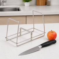 Polished Lid Holder Made of 304, Kitchen Organizer for Countertop, Lid Holder for Small Apartments, Silver