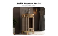 Cat House Cabinet with Scratching Posts Multifunctional Design Wooden Cat Climbing Tree Solid Lumber Wood for Cats, Kittens, Apartments, Indoor