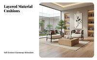 Upholstered Wooden Armchair New Chinese Design and Aesthetic Sofa Set Meditative Visual Design Minimalist Design for Households
