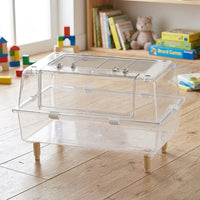 Large Hamster Cage for Syrian and Dwarf Hamsters, Full Transparent PET Material Single Level Habitat for Pet Mice, Gerbil and Chinchilla Viewing
