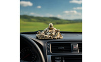 Maitreya Buddha Figurine Antique Gold Ornament Low-Profile for Car Dashboard