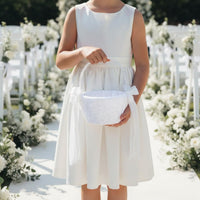 Flower Girl Basket Transparent Veil Overlay Bridal Basket Romantic Design
