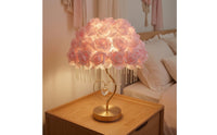 Rose Lamp Romantic Floral Table Lamp Decorative Pink for Girls, Bedroom, Nightstand