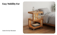 2-Tier Rolling Nightstand Multifunctional Multi-Tier Rolling Cart Space-Saving