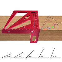Aluminum Alloy Woodworking Square Ruler with Four Corners and Triangle, Fourth Generation, for Measuring and Layout