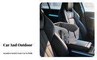 Built-in Safety Leash Pet Car Console Seat Washable Cushion Center Console Pet Bed Adjustable Straps for Drivers, Road Trips, Outdoor, Home