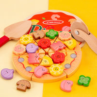 Early Learning Wooden Cutting Pizza Set Cognitive Training Pretend Play Pizza Set Hand-Eye Coordination for Toddlers, Playroom, Kindergarten