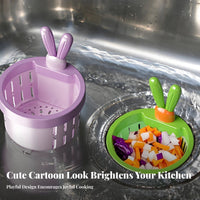 Kitchen Sink Drain Strainer Easy to Clean Hanging Sink Strainer Basket Food Scrap Catcher Anti-Clogging Carrot Handle Drain