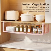 Cabinet and Cupboard Metal Hanging Rack for Kitchen Storage, Adjustable Shelf Organizer with Under Paper Towel Holder