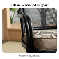 Japanese Design Leisure Chair Ergonomic Rear Rest Wicker Armchair Fan Rear Pedestal Chair Lightweight Indoor Seating