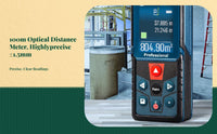 Optical meter measures area, volume
