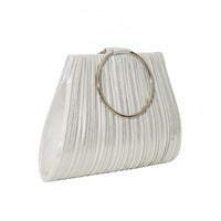 Elegant Design Pleated Evening Bag Compact Interior Circular Handle Clutch for Banquet, Wedding