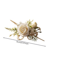 Artificial Rose Corsage Cream Boutonniere Compact for Bridesmaids, Proms Goers