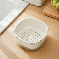 Colander Bowl Set 2-Tier Draining Bowl Plastic Vegetable Washing Fruit-Friendly Time-Saving Cooking