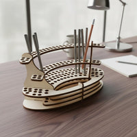 Wooden Makeup Brush Organizer Modern Design for Office Desk, Art Studio, Artists