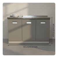 Stainless Steel Kitchen Cabinet Freestanding Storage Sideboard Rust-resistant Easy Clean Design Durable Construction Suitable for Homeowners Pantry Garage