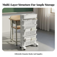 With Wheels Movable Bookshelf Cart Easy to Move Wheeled Classroom Library Cart Space Saving for Children, Office Workers, Study Room