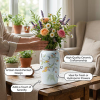Hand-Painted Ceramic Vase, Pastoral Style