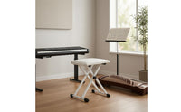 Leather-Covered Foldable Keyboard Bench Portable X-Shaped Keyboard Bench Stable Height Adjustable Piano Stool