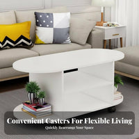 Oval Coffee Table with Shelf Modern Design two-shelf Oval Table Minimalist and design