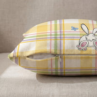 Easter Bunny Pillow Cover Machine Washable Easter Pillow Cover Zipper Bunny Print Throw Pillow Case for Families, Living Room, Sofa, Armchair