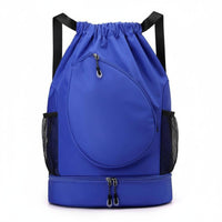 Lightweight Badminton Drawstring Bag Portable Sports Drawstring Bag Zippered Pocket Tennis Backpack Shoe Compartment for Travel