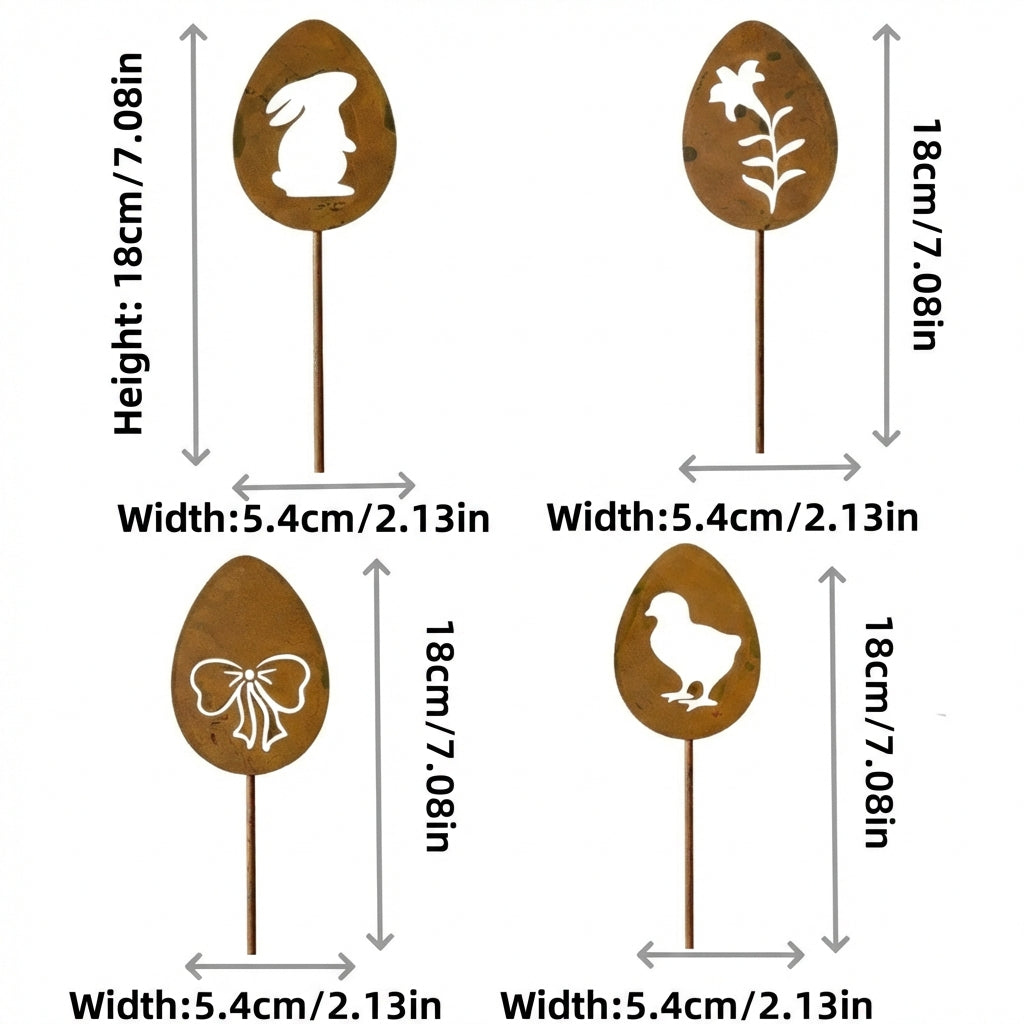 Easter Bunny Garden Stake Vintage Metal Silhouette Weather-Resistant Rustic Yard Decor