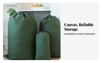 Dust-Proof Canvas Drawstring Bag Multi-Use Canvas Laundry Bag Reinforced Handles Large Textile Storage Sack Machine Washable for Travelers, Apartment Dwellers, Homeowners, Moving, Travel, Dorm Room, Camping