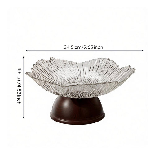 Pedestal Fruit Bowl Multi Functional Petal Rim Fruit Plate Raised Base