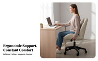 Light Luxury Design Upholstered Caster Chair Height Adjustable Upholstered Rolling Armchair Ergonomic Backrest rotating Seat Modern aesthetic for Home Workers, Students, Adults, Study Room, Bedroom
