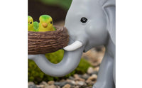 Elephant and Bird Figurine Cute Elephant Garden Figurine Hand-Painted Look