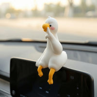 Cute Duck Car Ornament Cartoon Duck Dashboard Figure Playful Figurine Lovely for Drivers, Commuters, Road Trips