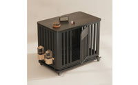 Dog Crate with Wheels Multipurpose Dog Crate with Pull-out Tray Decorative Wooden Kennel for Small Dogs
