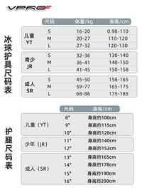 VPRO冰球护具儿童旱地陆地冰球装备全套成人冰上运动护胸护肘护腿