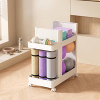 Athletic Gear Storage Organizer Mobile Sports Gear Organizer Space-Saving Storage Cart with Wheels for Fitness Enthusiasts, Small Apartments