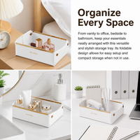 Faux Leather Storage Tray, Foldable Sundries Organizer Tray, Luxury Printed Bedroom Vanity Tray, Multifunctional Desk Storage for Cosmetics & Snacks