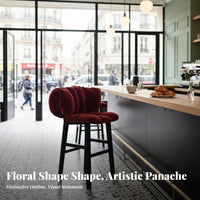 Flower-Seat High Chair French Design Upholstered High Seat Luxury Design Stable Base for Business Owners, Guests, Counter, Cafe