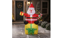 Inflatable Santa with Gift Box Giant Santa with Gift Box Christmas Inflatable Stable Outdoor Decoration Festive for Yard, Lawn