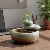 Stone Waterfall Fountain Easy Setup Rock Water Feature Quiet Pump for Tea Table