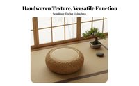Woven Meditation Seat Thick Padded Round Straw Seat Rattan Meditation Seat Natural Material Japanese Design Floor Stool