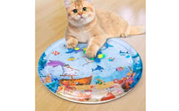 Inflatable Pet Cooling Mat Ocean-Themed Water-Filled Sensory Bed Thickened