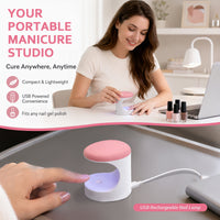 Mini Nail Lamp with USB Charging and Purple Light for Curing Gel Polish