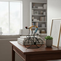 Cycle Statue Vintage Design Abstract Bike Sculpture Colorful Accents Metal Cycle Decor for Entryway