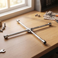 Cross-Shaped Socket Wrench  Knurled Lug Wrench with Four Socket Sizes Resistant Tire Iron for Mechanics