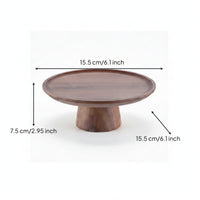 Shallow Tray Pedestal Cake Stand Brown Wooden Pedestal Cake Stand for Tabletop