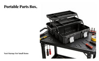 Portable Toolbox with Organizer Tray Long-Lasting Tool Container for Garage