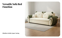 Easy Assembly Sherpa Textile Loveseat Bed Long-Lasting Carbon Steel Frame Pull out Sofa Bed Cute Creature Shape Multifunctional Loveseat for Apartment Dwellers, Guests, Families, Small Areas, Playroom, Home Office